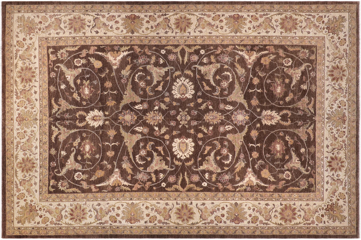 handmade Traditional Kafkaz Brown Lt. Gold Hand Knotted RECTANGLE 100% WOOL area rug 12x17