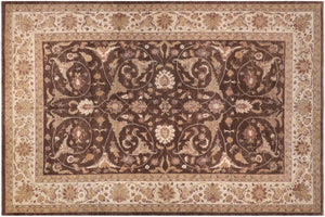 handmade Traditional Kafkaz Brown Lt. Gold Hand Knotted RECTANGLE 100% WOOL area rug 12x17