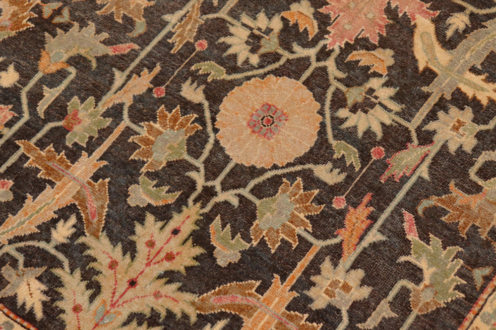 handmade Transitional Kafkaz Green Lt. Gray Hand Knotted RECTANGLE 100% WOOL area rug 10x14