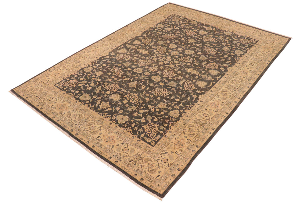 handmade Traditional Kafkaz Green Tan Hand Knotted RECTANGLE 100% WOOL area rug 10x14