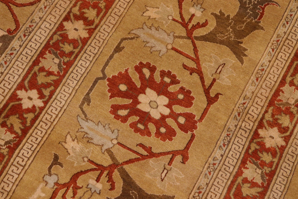 handmade Transitional  Green Rust Hand Knotted RECTANGLE 100% WOOL area rug 10x14