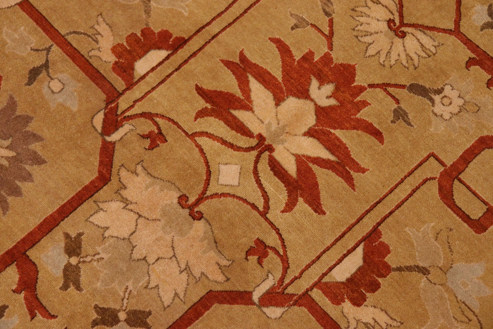 handmade Transitional  Green Rust Hand Knotted RECTANGLE 100% WOOL area rug 10x14