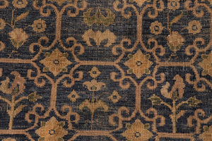 handmade Transitional Antique Blue Gold Hand Knotted RECTANGLE 100% WOOL area rug 6' x 7'