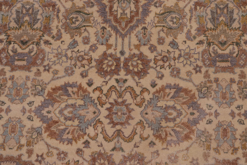 handmade Transitional Lahore Ivory Tan Hand Knotted GALLERY 100% WOOL area rug 6' x 12'