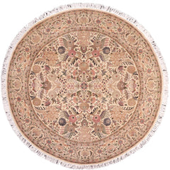 handmade Traditional Nagi Beige Pink Hand Knotted ROUND 100% WOOL area rug 8'x8'