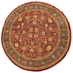 handmade Traditional Round Kashan Red Blue Hand Knotted ROUND 100% WOOL area rug 12' x 12'