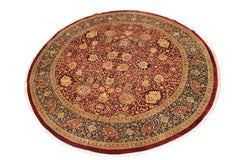 handmade Traditional Round Kashan Red Blue Hand Knotted ROUND 100% WOOL area rug 12' x 12'