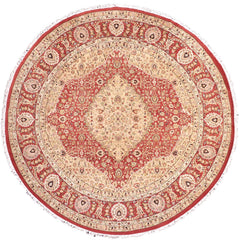 handmade Traditional Round Design Rust Ivory Hand Knotted ROUND 100% WOOL area rug 9' x 9'