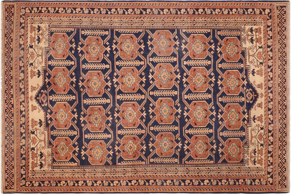handmade Transitional Antique Blue Beige Hand Knotted RECTANGLE 100% WOOL area rug 6' x 9'