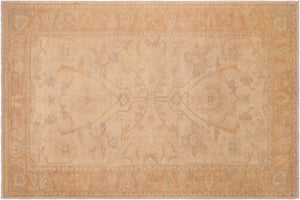 handmade Traditional Kafkaz Tan Gold Hand Knotted RECTANGLE 100% WOOL area rug 6x9