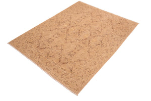 handmade Transitional Lahore Tan Brown Hand Knotted RECTANGLE 100% WOOL area rug 6' x 9'