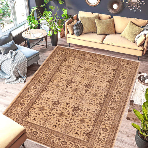 handmade Transitional Kafkaz Beige Brown Hand Knotted RECTANGLE 100% WOOL area rug 6' x 9'