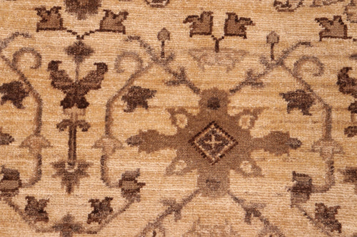 handmade Transitional Kafkaz Beige Brown Hand Knotted RECTANGLE 100% WOOL area rug 6' x 9'