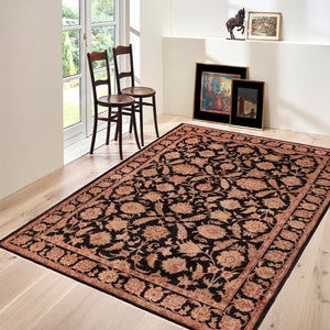 handmade Transitional Kafkaz Black Red Hand Knotted RECTANGLE 100% WOOL area rug 6' x 9'