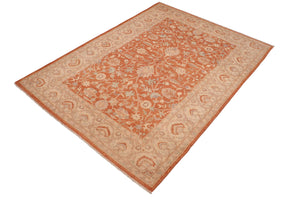 handmade Transitional Kafkaz Rust Beige Hand Knotted RECTANGLE 100% WOOL area rug 6' x 9'