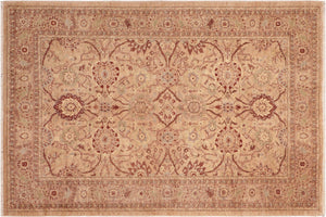 6x9 hand knotted Ziegler wool rug in tan and brown - Classic Ziegler Shannan