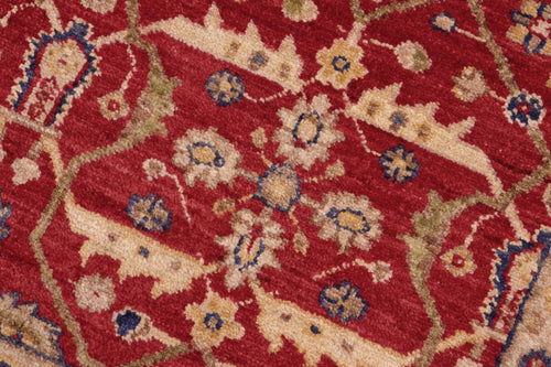 handmade Transitional  Red Green Hand Knotted RECTANGLE 100% WOOL area rug 6' x 9'