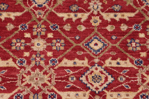 handmade Transitional  Red Green Hand Knotted RECTANGLE 100% WOOL area rug 6' x 9'