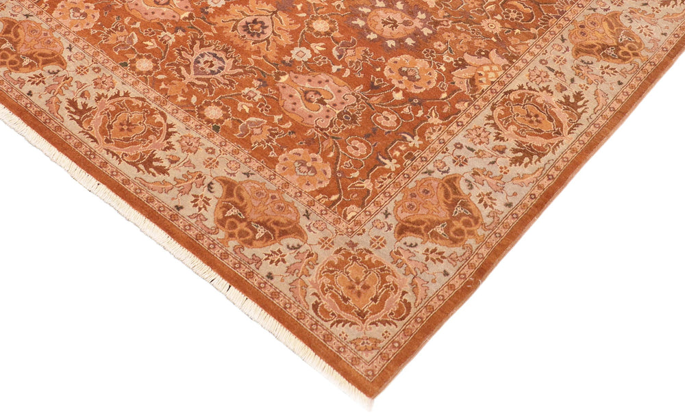 handmade Traditional Kirman Brown Blue Hand Knotted RECTANGLE 100% WOOL area rug 6' x 9'