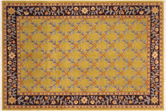 handmade Transitional Kafkaz Green Aubergine Hand Knotted RECTANGLE 100% WOOL area rug 6x9