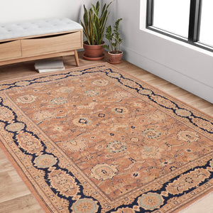 handmade Traditional Kafkaz Rose Blue Hand Knotted RECTANGLE 100% WOOL area rug 6x9