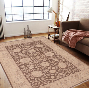 handmade Traditional Kafkaz Brown Tan Hand Knotted RECTANGLE 100% WOOL area rug 6x9