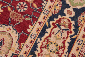 handmade Traditional Kafkaz Red Blue Hand Knotted RECTANGLE 100% WOOL area rug 6x9