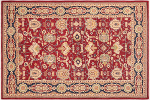 handmade Traditional Kafkaz Red Blue Hand Knotted RECTANGLE 100% WOOL area rug 6x9