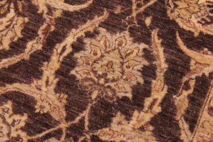 handmade Transitional Kafkaz Brown Tan Hand Knotted RECTANGLE 100% WOOL area rug 6' x 9'