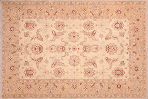 handmade Traditional Kafkaz Beige Gold Hand Knotted RECTANGLE 100% WOOL area rug 6x9