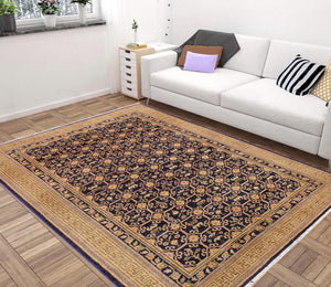 handmade Transitional Kafkaz Blue Green Hand Knotted RECTANGLE 100% WOOL area rug 6' x 9'