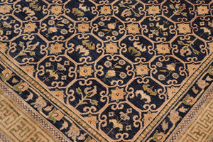 handmade Transitional Kafkaz Blue Green Hand Knotted RECTANGLE 100% WOOL area rug 6' x 9'