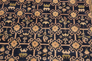 handmade Transitional Kafkaz Blue Green Hand Knotted RECTANGLE 100% WOOL area rug 6' x 9'