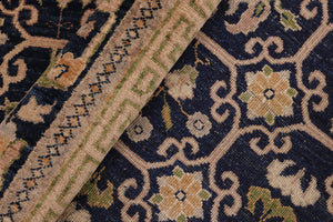 handmade Transitional Kafkaz Blue Green Hand Knotted RECTANGLE 100% WOOL area rug 6' x 9'