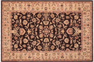 handmade Traditional Kafkaz Brown Tan Hand Knotted RECTANGLE 100% WOOL area rug 6x9