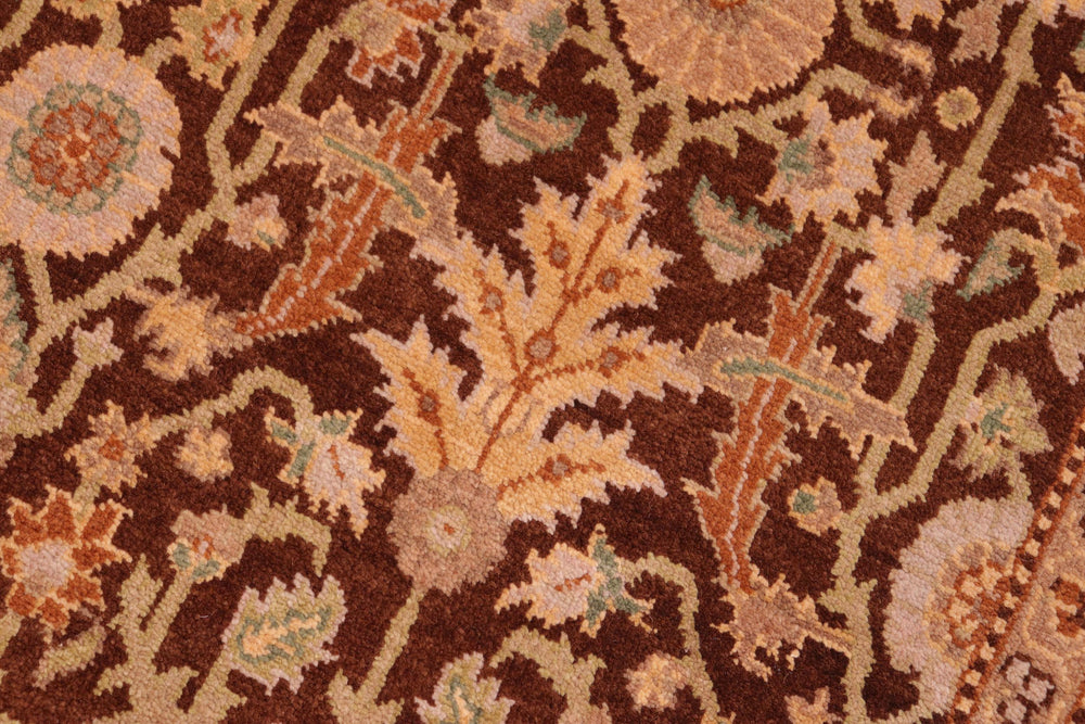 handmade Transitional Kafkaz Brown Green Hand Knotted RECTANGLE 100% WOOL area rug 6x9