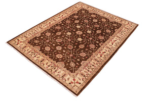 handmade Transitional Kafkaz Brown Beige Hand Knotted RECTANGLE 100% WOOL area rug 6' x 9'
