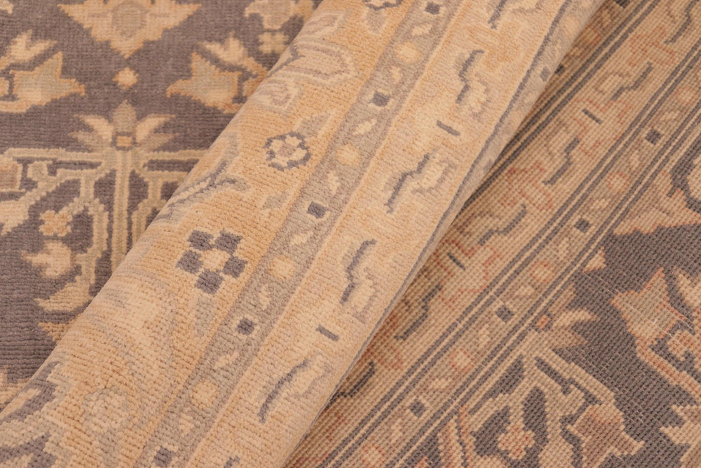 handmade Transitional Kafkaz Gray Gold Hand Knotted RECTANGLE 100% WOOL area rug 6x9