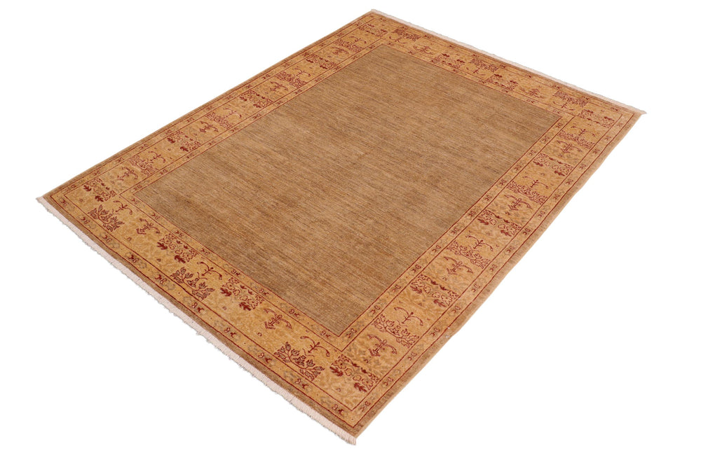 handmade Modern Kafkaz Tan Beige Hand Knotted RECTANGLE 100% WOOL area rug 6' x 9'