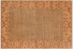 handmade Modern Kafkaz Tan Beige Hand Knotted RECTANGLE 100% WOOL area rug 6' x 9'