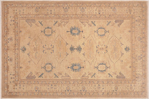 handmade Traditional Kafkaz Tan Blue Hand Knotted RECTANGLE 100% WOOL area rug 6x9
