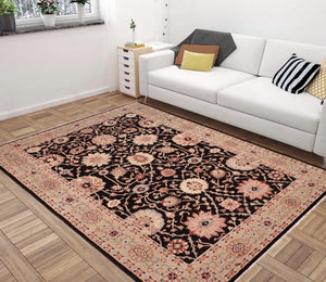 handmade Transitional Lahore Black Green Hand Knotted RECTANGLE 100% WOOL area rug 6' x 9'