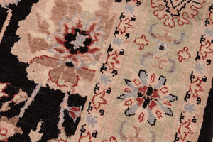 handmade Transitional Lahore Black Green Hand Knotted RECTANGLE 100% WOOL area rug 6' x 9'