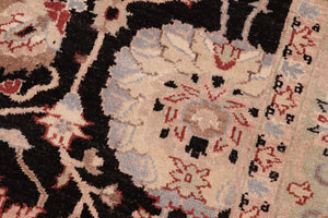 handmade Transitional Lahore Black Green Hand Knotted RECTANGLE 100% WOOL area rug 6' x 9'