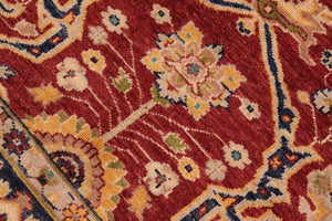 handmade Transitional Kafkaz Red Blue Hand Knotted RECTANGLE 100% WOOL area rug 6' x 9'