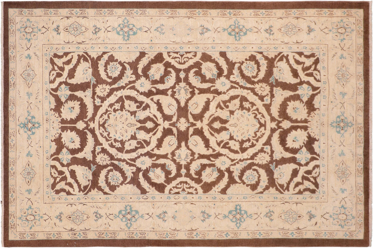 Bohemian Ziegler Marry Brown/Tan Hand Knotted Wool Rug - 5'11'' x 9'0''