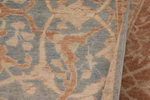 handmade Transitional Kafkaz Blue Brown Hand Knotted RECTANGLE 100% WOOL area rug 9' x 12'