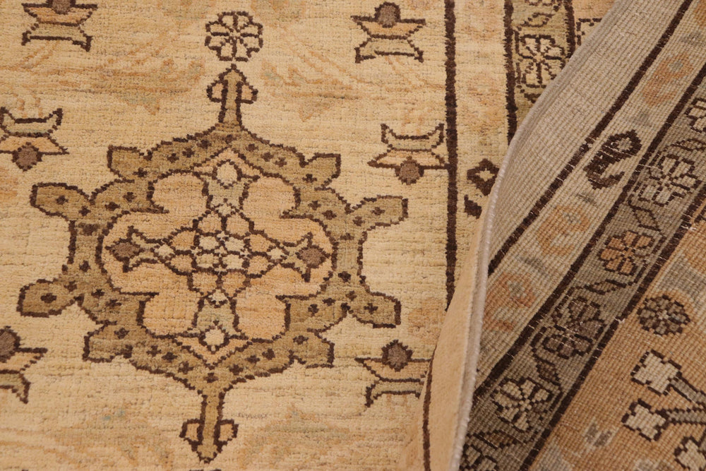 handmade Traditional Kafkaz Beige Tan Hand Knotted RECTANGLE 100% WOOL area rug 9x13