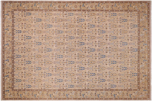 handmade Transitional Kafkaz Beige Tan Hand Knotted RECTANGLE 100% WOOL area rug 9' x 12'