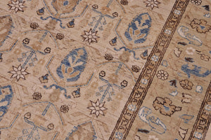 handmade Transitional Kafkaz Beige Tan Hand Knotted RECTANGLE 100% WOOL area rug 9' x 12'